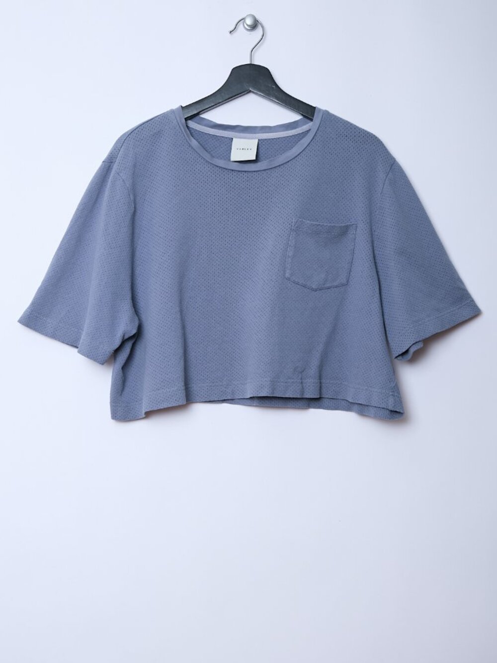 Varley Bexley Cotton Mesh Flint Stone Cropped T-Shirt 100% Cotton Large